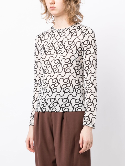 Shop Rejina Pyo Graphic-print Long-sleeve Top In White