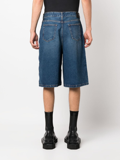 Shop Off-white Wide-leg Denim Bermuda Shorts In Blue