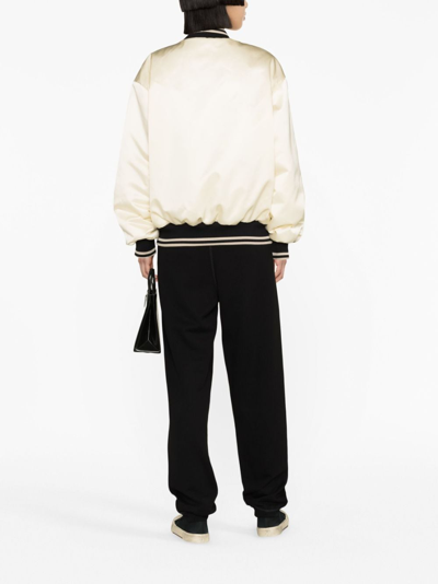 Shop Palm Angels Logo-print Bomber Jacket In Nude