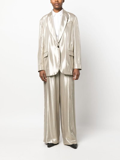 Brunello Cucinelli Hose Im Metallic-look In Gold
