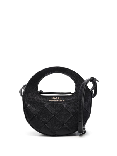 Shop Sarah Chofakian Martha Logo-print Leather Bag In Black