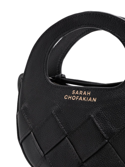 Shop Sarah Chofakian Martha Logo-print Leather Bag In Black