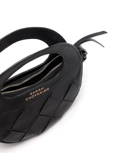 Shop Sarah Chofakian Martha Logo-print Leather Bag In Black