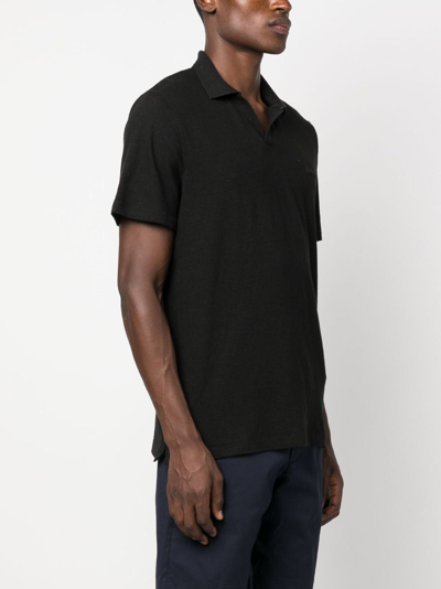 Shop Calvin Klein Logo-patch Split-neck Polo Shirt In Schwarz