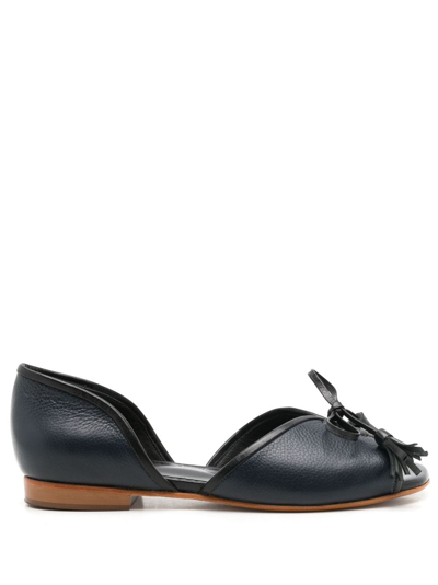 Shop Sarah Chofakian Leather Norway Flat Sandals In Black