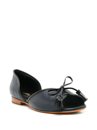 Shop Sarah Chofakian Leather Norway Flat Sandals In Black