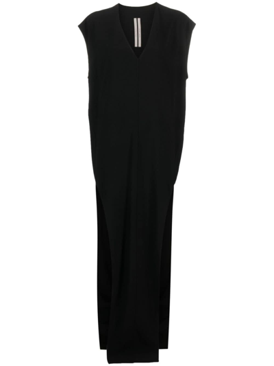 Shop Rick Owens V-neck Floor-length Dress In Schwarz