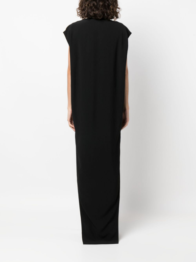 Rick Owens V-neck Floor-length Dress In Schwarz