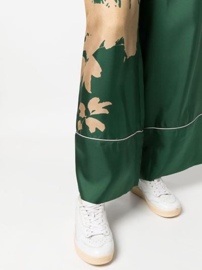 Shop Pierre-louis Mascia Cialda Floral-print Wide-leg Trousers In Grün