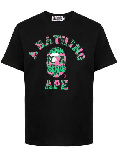 Shop A Bathing Ape Logo-print Cotton T-shirt In Schwarz