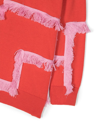 Shop Stella Mccartney Long-sleeved Fringed Jumper In Red