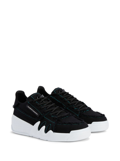 Giuseppe Zanotti Talon Croc-embossed Leather Low-top Trainers In Schwarz