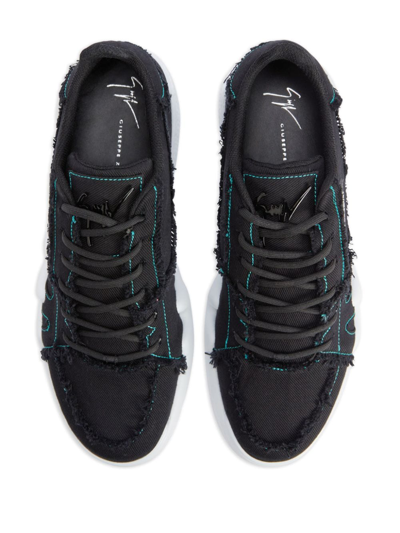Giuseppe Zanotti Talon Croc-embossed Leather Low-top Trainers In Schwarz