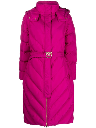 Shop Pinko Chevron-quilting Padded Hooded Coat In Violett