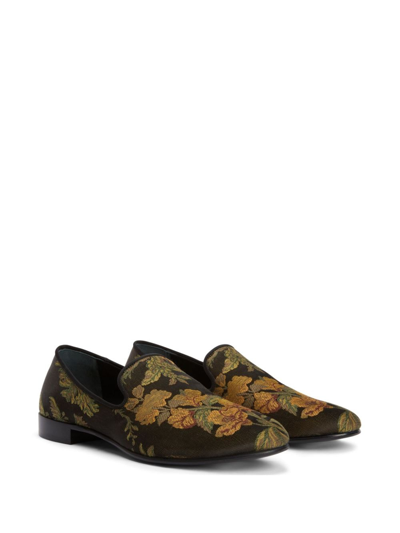 Shop Giuseppe Zanotti Floral-embroidered Slip-on Loafers In Mehrfarbig