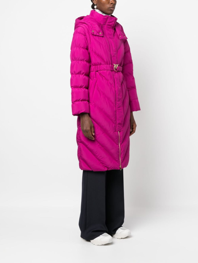 Shop Pinko Chevron-quilting Padded Hooded Coat In Violett