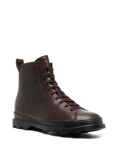 Shop Camper Brutus Leather Ankle Boots In Purple