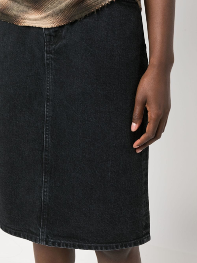 Shop Filippa K Logo-patch Denim Midi Skirt In Black