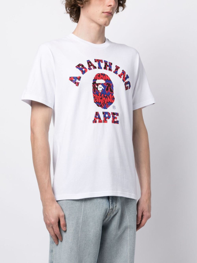 Shop A Bathing Ape Logo-print Cotton T-shirt In Weiss