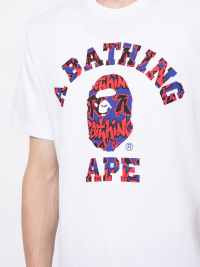 Shop A Bathing Ape Logo-print Cotton T-shirt In Weiss