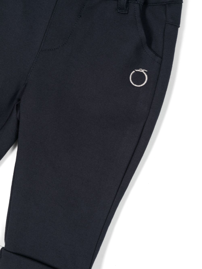 Shop Trussardi Junior Logo-embroidered Chino Trousers In Blue