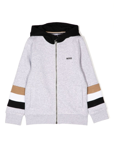 Shop Bosswear Logo-print Hooded Bomber Jacket In Grey