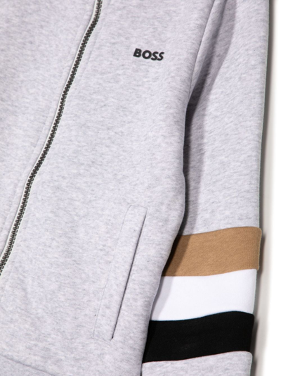 Shop Bosswear Logo-print Hooded Bomber Jacket In Grey