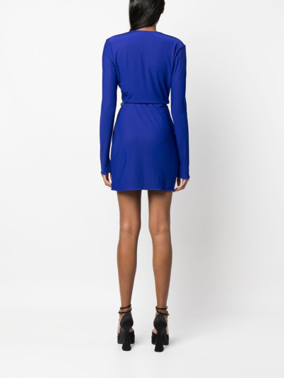Shop Tom Ford Ruched-detail Belted Minidress In Blue