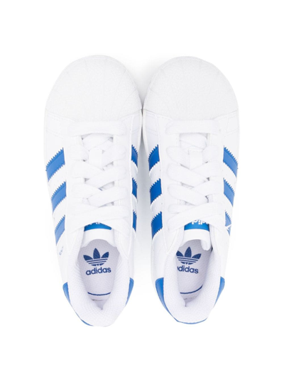 Shop Adidas Originals Superstar 3-striped Leather Sneakers In White