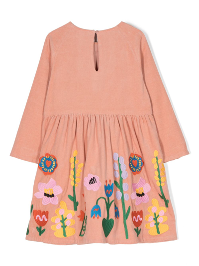 Shop Stella Mccartney Floral-embroidered Cotton Dress In Pink