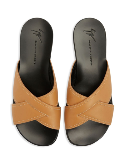 Shop Giuseppe Zanotti Flavio Slip-on Sandals In Brown