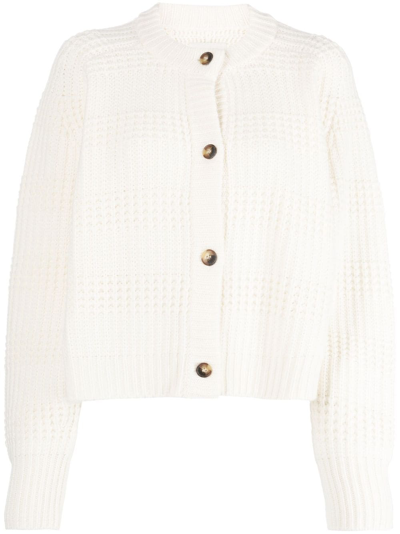Shop Loulou Studio Alsta Waffle-knit Cashmere Cardigan In White