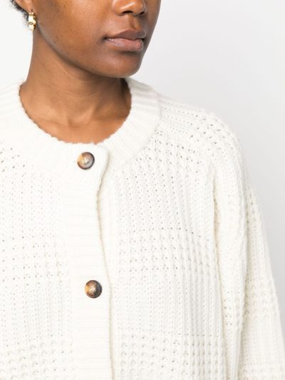 Shop Loulou Studio Alsta Waffle-knit Cashmere Cardigan In White