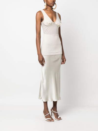 Shop Christopher Esber Panelled V-neck Midi Dress In Neutrals