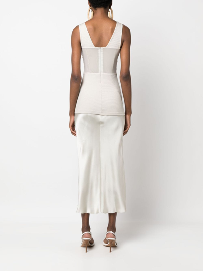 Shop Christopher Esber Panelled V-neck Midi Dress In Neutrals