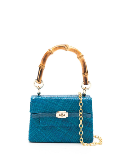 Shop Serpui Stella Bamboo-handle Shoulder Bag In Blue