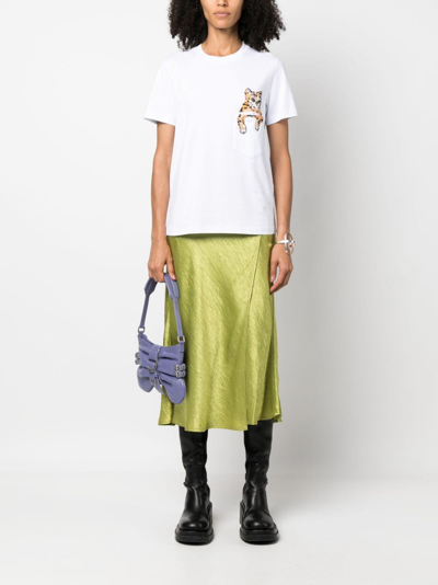 Msgm Cat-embellished Cotton T-shirt In White