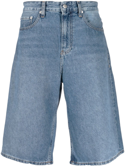 Shop Calvin Klein Jeans Est.1978 Logo-patch Denim Shorts In Blue