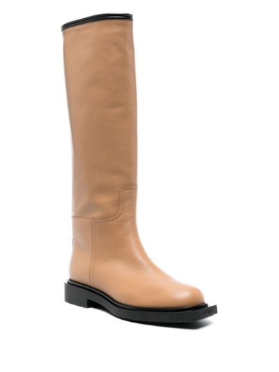Shop 3juin Round-toe Leather Boots In Brown
