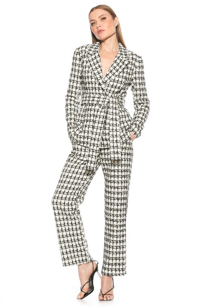 Alexia Admor Olya Plaid Belted Blazer In Ivory Check