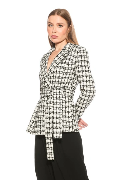 Alexia Admor Olya Plaid Belted Blazer In Ivory Check