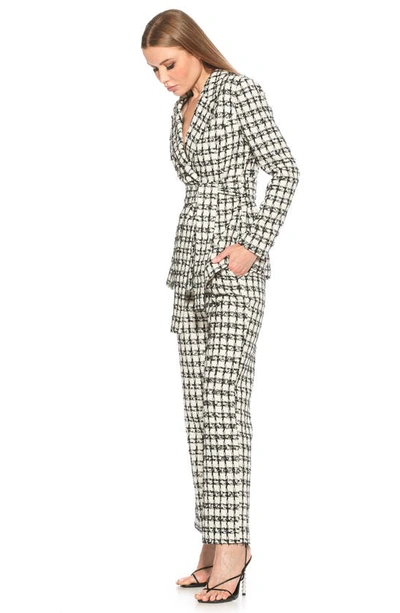 Alexia Admor Olya Plaid Belted Blazer In Ivory Check