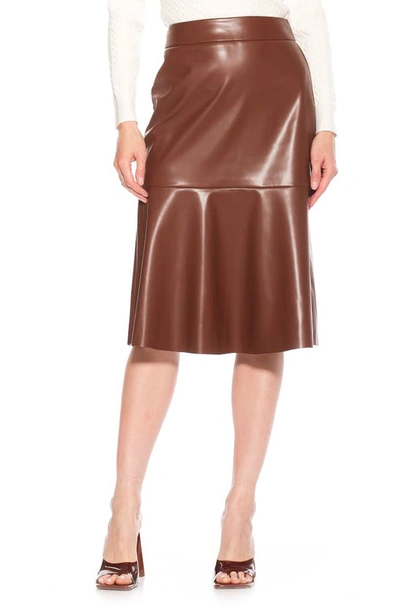 Shop Alexia Admor Ezra Faux Leather Midi Skirt In Camel