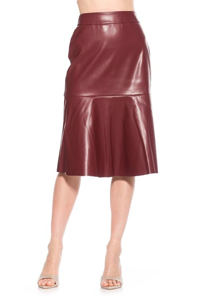 Shop Alexia Admor Ezra Faux Leather Midi Skirt In Burgundy