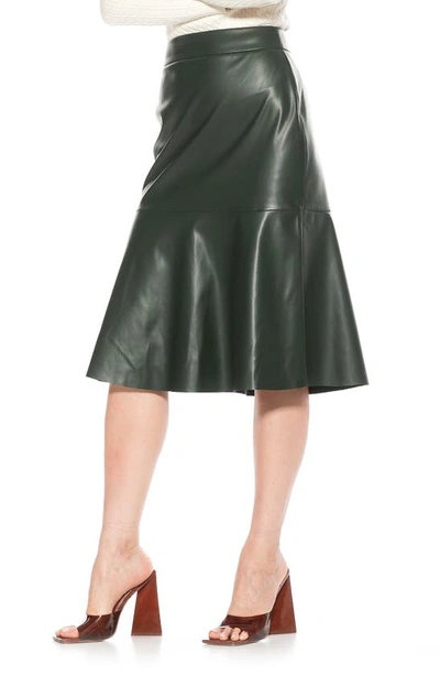 Shop Alexia Admor Ezra Faux Leather Midi Skirt In Emerald