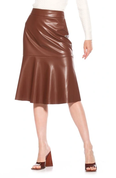 Shop Alexia Admor Ezra Faux Leather Midi Skirt In Camel