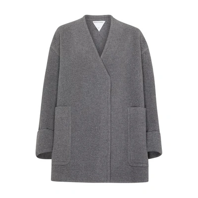 Shop Bottega Veneta Cashmere Double-breasted Coat In Medium_grey_melange