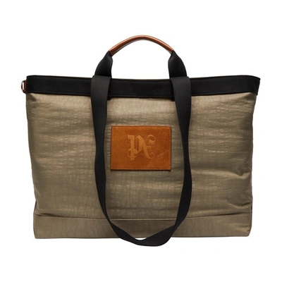 Shop Palm Angels B Monogram Tote Bag In Grey_brown