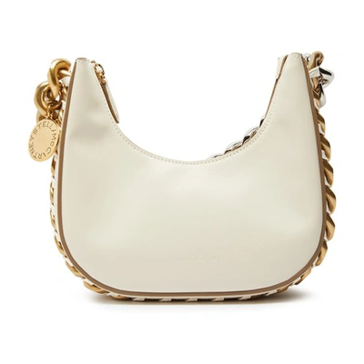 Shop Stella Mccartney Frayme Mini Zipped Shoulder Bag In Pure_white