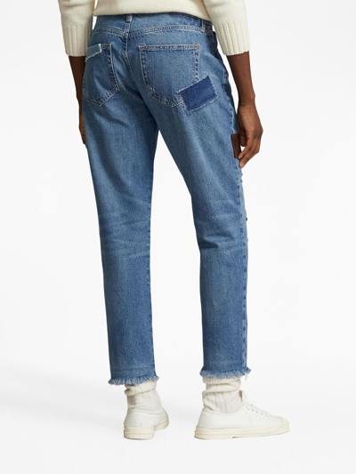 Shop Polo Ralph Lauren Patchwork-design Cropped Jeans In Blue
